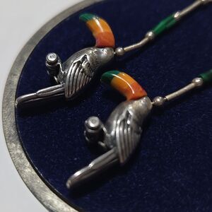 Vintage Sterling Silver Toucan Earrings